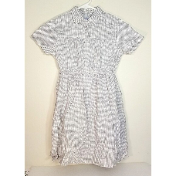 Ines De La Fressange Paris Linen Blend Blue White Check Girls Dress 5-6      T33 - Picture 1 of 6